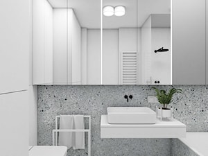 Minimalistyczny projekt łazienki z wykorzystaniem lastryko. - zdjęcie od MILK/DESIGNS ARCHITEKTURA&WNĘTRZA