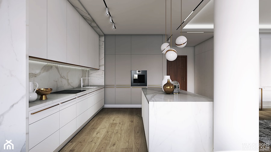 Apartament w stylu nowojorskim - kuchnia. - zdjęcie od MILK/DESIGNS ARCHITEKTURA&WNĘTRZA