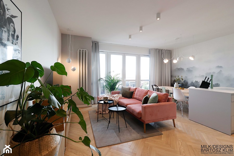 Mieszkanie w stylu amsterdamskim - salon. - zdjęcie od MILK/DESIGNS ARCHITEKTURA&WNĘTRZA