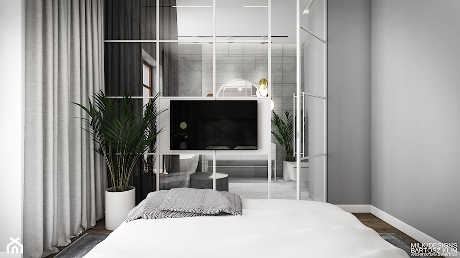 Apartament w stylu nowojorskim - sypialnia. - zdjęcie od MILK/DESIGNS ARCHITEKTURA&WNĘTRZA