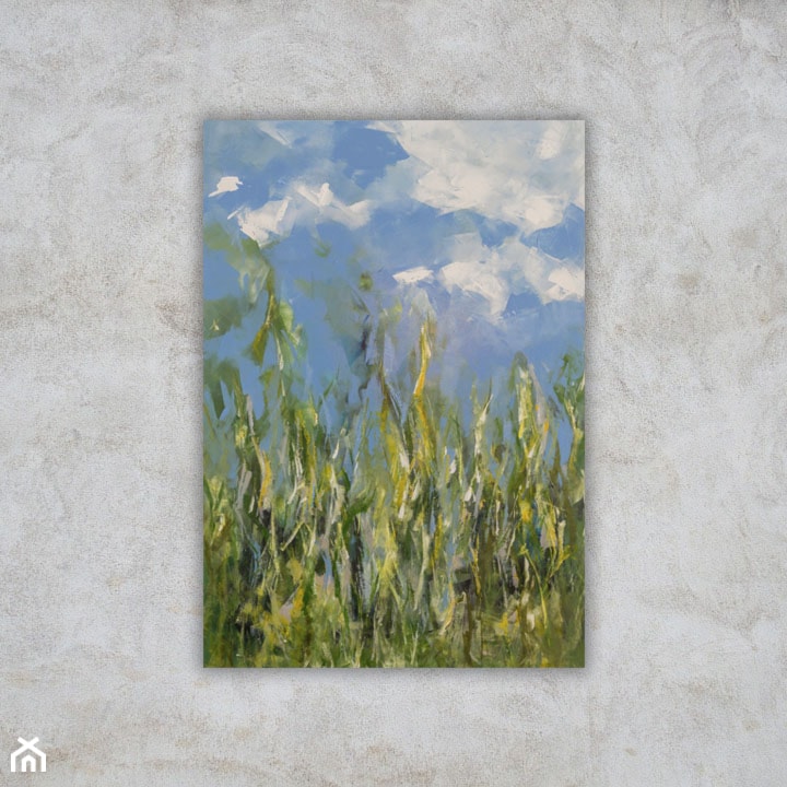 W trawie - Ręcznie malowany obraz na płótnie 70x100 cm - zdjęcie od Studio Plama - Agnieszka Potocka-Makoś - Homebook
