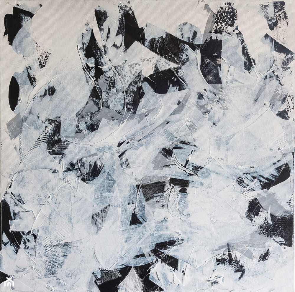 "Jaskółki" 90x90 cm - ręcznie malowany obraz abstrakcyjny - zdjęcie od Studio Plama - Agnieszka Potocka-Makoś - Homebook