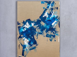 Niebieski len - 90x120 cm - ręcznie malowany obraz na płótnie lnianym - zdjęcie od Studio Plama - Agnieszka Potocka-Makoś