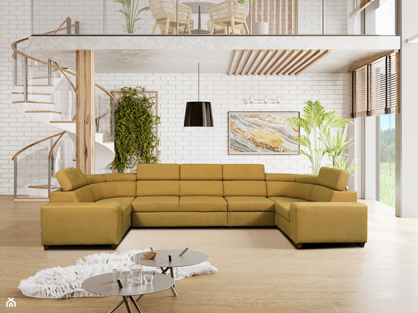 Ogromny narożnik U DOMINO żółty miodowy duża sofa - zdjęcie od zpuh.meblomar - Homebook