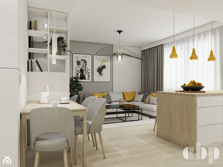 Mieszkanie z żółtymi akcentami Bielsko-Biała - Salon, styl nowoczesny - zdjęcie od abartula_studio