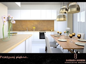 Projekt wnętrza domu, w którym motywem przewodnim jest złoty kolor. - Kuchnia, styl nowoczesny - zdjęcie od BARBARA MODERN - Nowoczesne Wnętrza. Barbara Liberska