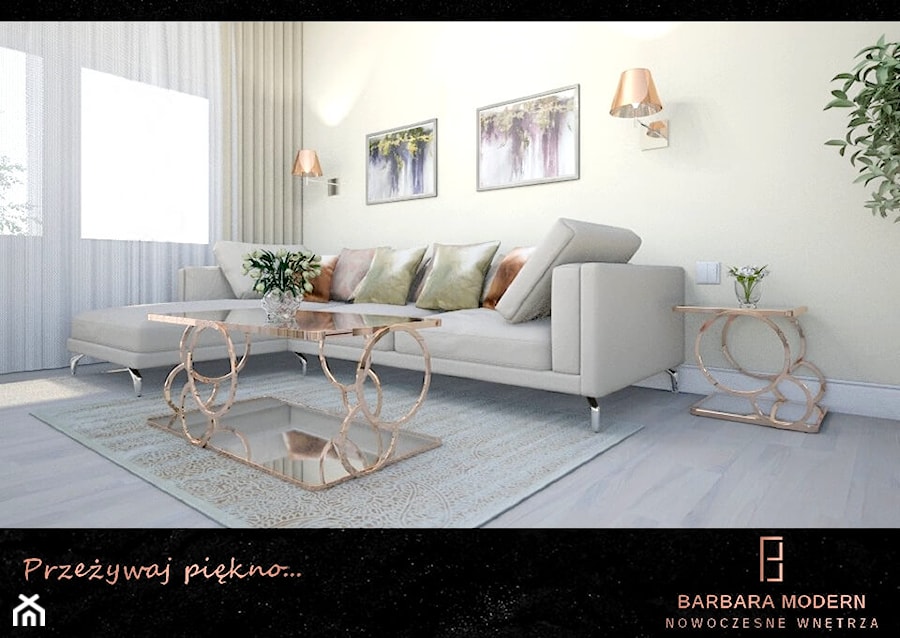 Projekt mieszkania w stylu modern - classic we Wrocławiu. - Salon, styl glamour - zdjęcie od BARBARA MODERN - Nowoczesne Wnętrza. Barbara Liberska