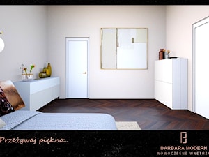 Projekt wnętrza domu, w którym motywem przewodnim jest złoty kolor. - Sypialnia, styl glamour - zdjęcie od BARBARA MODERN - Nowoczesne Wnętrza. Barbara Liberska