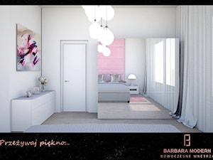 Projekt kobiecej sypialni połączonej z pokojem kąpielowym w Warszawie - Sypialnia, styl nowoczesny - zdjęcie od BARBARA MODERN - Nowoczesne Wnętrza. Barbara Liberska