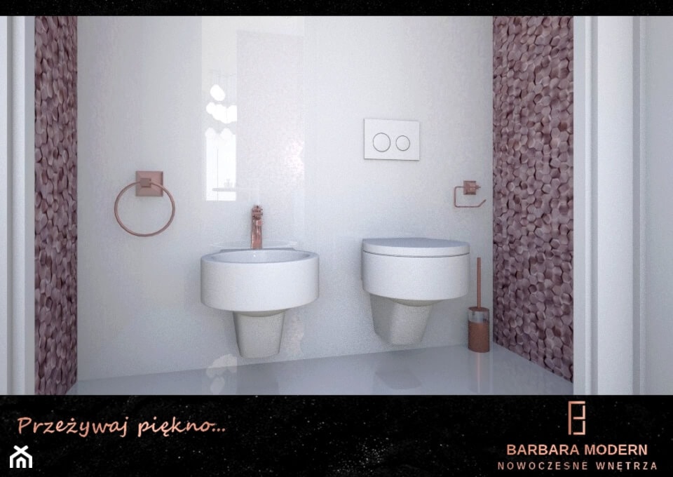 Projekt kobiecej sypialni połączonej z pokojem kąpielowym w Warszawie - Łazienka, styl nowoczesny - zdjęcie od BARBARA MODERN - Nowoczesne Wnętrza. Barbara Liberska - Homebook