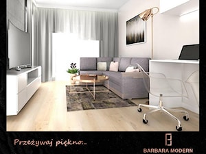 Projekt nowoczesnego mieszkania z eleganckimi, miedzianymi dodatkami. - Salon, styl nowoczesny - zdjęcie od BARBARA MODERN - Nowoczesne Wnętrza. Barbara Liberska