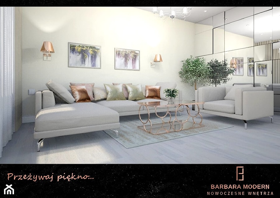 Projekt mieszkania w stylu modern - classic we Wrocławiu. - Salon, styl glamour - zdjęcie od BARBARA MODERN - Nowoczesne Wnętrza. Barbara Liberska