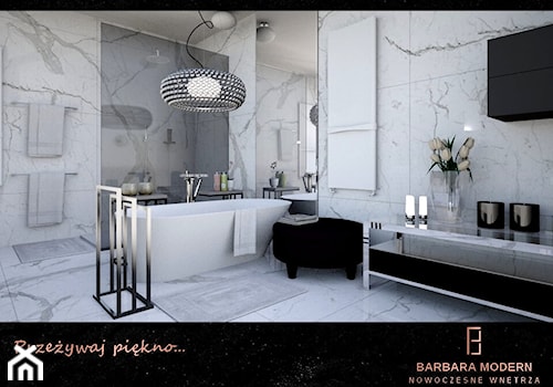 Projekt luksusowej, nowoczesnej łazienki w domu jednorodzinnym pod Wrocławiem. - Łazienka, styl glamour - zdjęcie od BARBARA MODERN - Nowoczesne Wnętrza. Barbara Liberska