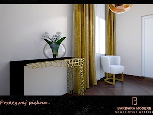 Projekt wnętrza domu, w którym motywem przewodnim jest złoty kolor. - Hol / przedpokój, styl glamour - zdjęcie od BARBARA MODERN - Nowoczesne Wnętrza. Barbara Liberska