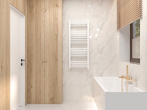 Łazienka marmur drewno + szafa gospodarcza - zdjęcie od MW concept