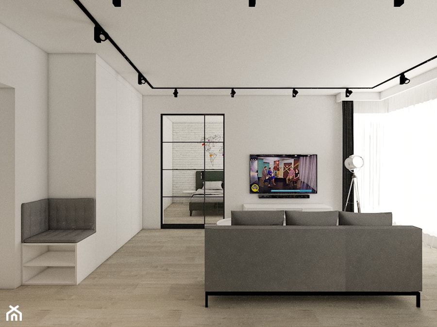 mieszkanie 43 m2 - Salon, styl industrialny - zdjęcie od a3projektowaniewnetrz