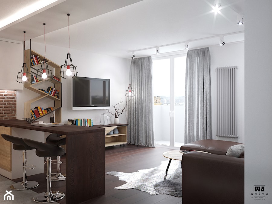 Loftowe mieszkanie w Krakowie - Salon, styl industrialny - zdjęcie od MJanimo architektura wnętrz