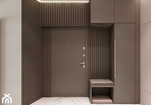 Apartament w Warszawie - Średni brązowy szary z marmurem na podłodze hol / przedpokój, styl nowoczesny - zdjęcie od OSOM.