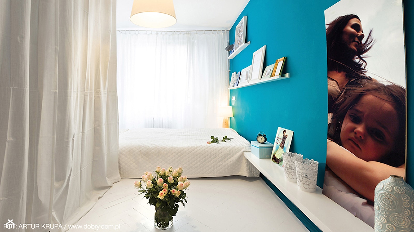 Mieszkanie - "Vintage z Edwardem" - Mała niebieska sypialnia, styl vintage - zdjęcie od OSOM. - Homebook