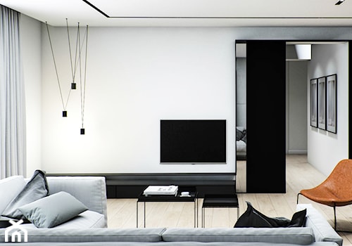 Mieszkanie w Łodzi - Średni biały czarny salon, styl minimalistyczny - zdjęcie od OSOM.