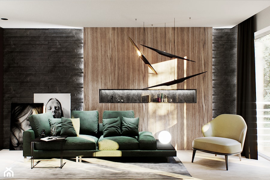 Apartament w Sopocie - Średni czarny szary salon, styl nowoczesny - zdjęcie od OSOM.