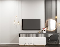 Apartament w Warszawie - Średnia biała z biurkiem sypialnia, styl nowoczesny - zdjęcie od OSOM. - Homebook