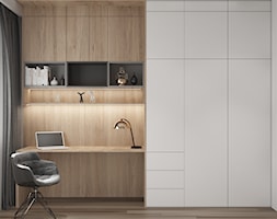 Apartament w Warszawie - Średnie w osobnym pomieszczeniu z zabudowanym biurkiem białe biuro, styl ... - zdjęcie od OSOM. - Homebook