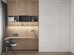 Apartament w Warszawie - Średnie w osobnym pomieszczeniu z zabudowanym biurkiem białe biuro, styl minimalistyczny - zdjęcie od OSOM.