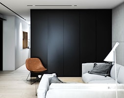 Mieszkanie w Łodzi - Średni biały czarny salon z kuchnią, styl minimalistyczny - zdjęcie od OSOM. - Homebook