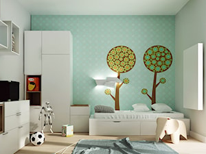 STRZESZEWSKIEGO - Średni biały zielony pokój dziecka dla dziecka dla chłopca, styl skandynawski - zdjęcie od KAEL Architekci