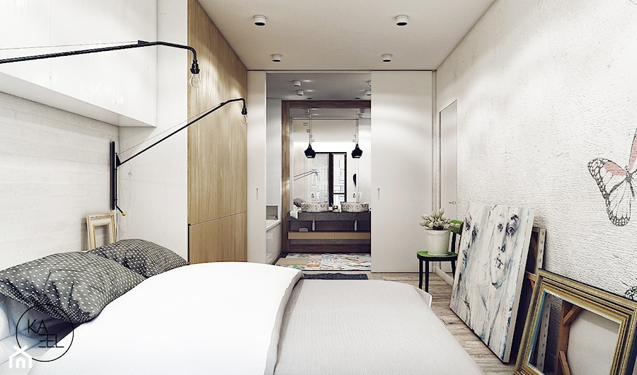 GOCŁAWSKA - Średnia biała sypialnia, styl industrialny - zdjęcie od KAEL Architekci