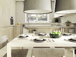 KARABELI - Średnia beżowa jadalnia w kuchni, styl nowoczesny - zdjęcie od KAEL Architekci