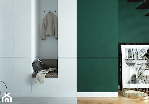 POMARAŃCZARNIA - Średni biały butelkowa zieleń zielony hol / przedpokój, styl minimalistyczny - zdjęcie od KAEL Architekci