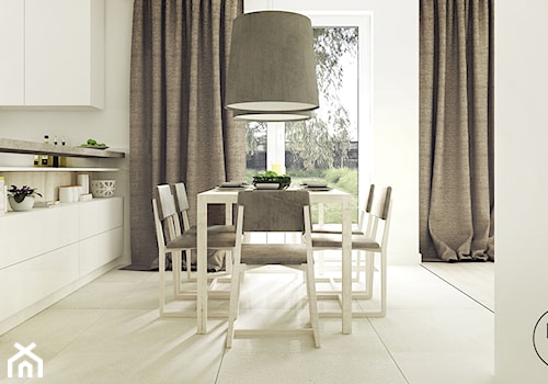 KARABELI - Średnia biała jadalnia w salonie, styl nowoczesny - zdjęcie od KAEL Architekci