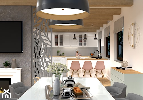 Dom w stylu skandynawskim z nutą pasteli - Jadalnia, styl skandynawski - zdjęcie od M DESIGN - projektowanie i aranżacja wnętrz