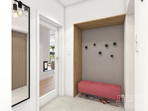 Dom w Olkuszu - Średni z wieszakiem biały szary hol / przedpokój, styl skandynawski - zdjęcie od nanoSTUDIO