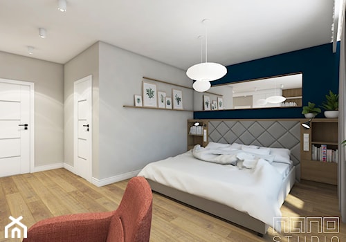 dom w Żorach - Średnia niebieska szara sypialnia, styl nowoczesny - zdjęcie od nanoSTUDIO