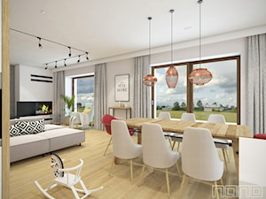 Dom w Nowej Cerekwi - Duża szara jadalnia w salonie, styl nowoczesny - zdjęcie od nanoSTUDIO