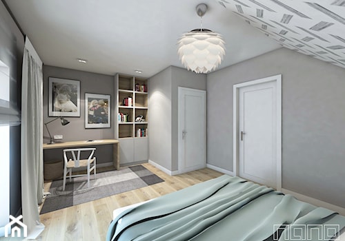 Dom w Raciborzu 2 - Duża szara z biurkiem sypialnia z łazienką, styl skandynawski - zdjęcie od nanoSTUDIO
