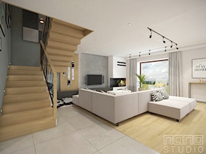 Dom w Nowej Cerekwi - Średni biały szary salon, styl nowoczesny - zdjęcie od nanoSTUDIO