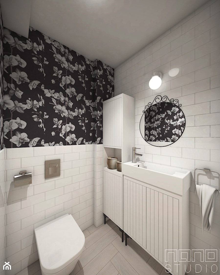 Dom w Katowicach - Mała na poddaszu bez okna łazienka, styl nowoczesny - zdjęcie od nanoSTUDIO