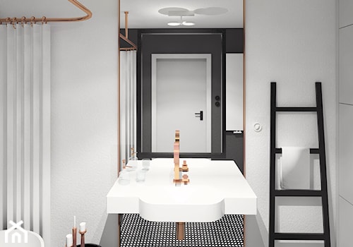 łazienka inspirowana Art Deco - Średnia bez okna z lustrem z punktowym oświetleniem łazienka, styl glamour - zdjęcie od nanoSTUDIO