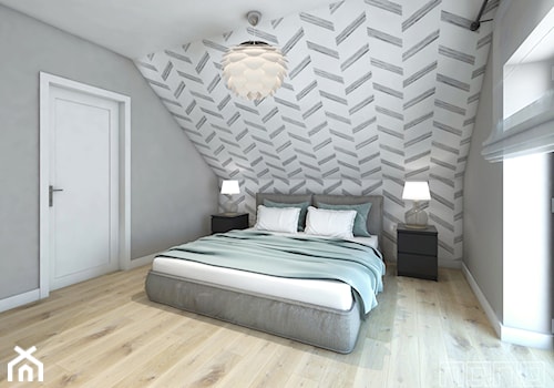 Dom w Raciborzu 2 - Średnia szara sypialnia na poddaszu, styl skandynawski - zdjęcie od nanoSTUDIO