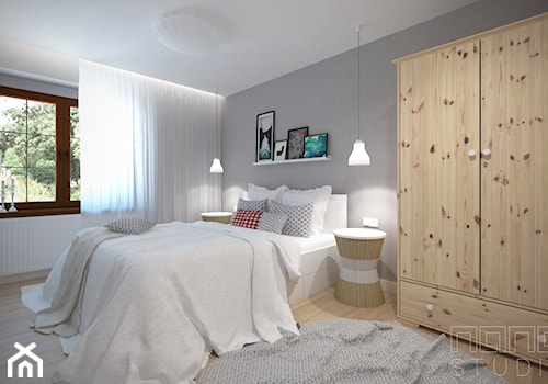 dom w Błażejowicach koło Raciborza - Średnia szara sypialnia, styl skandynawski - zdjęcie od nanoSTUDIO