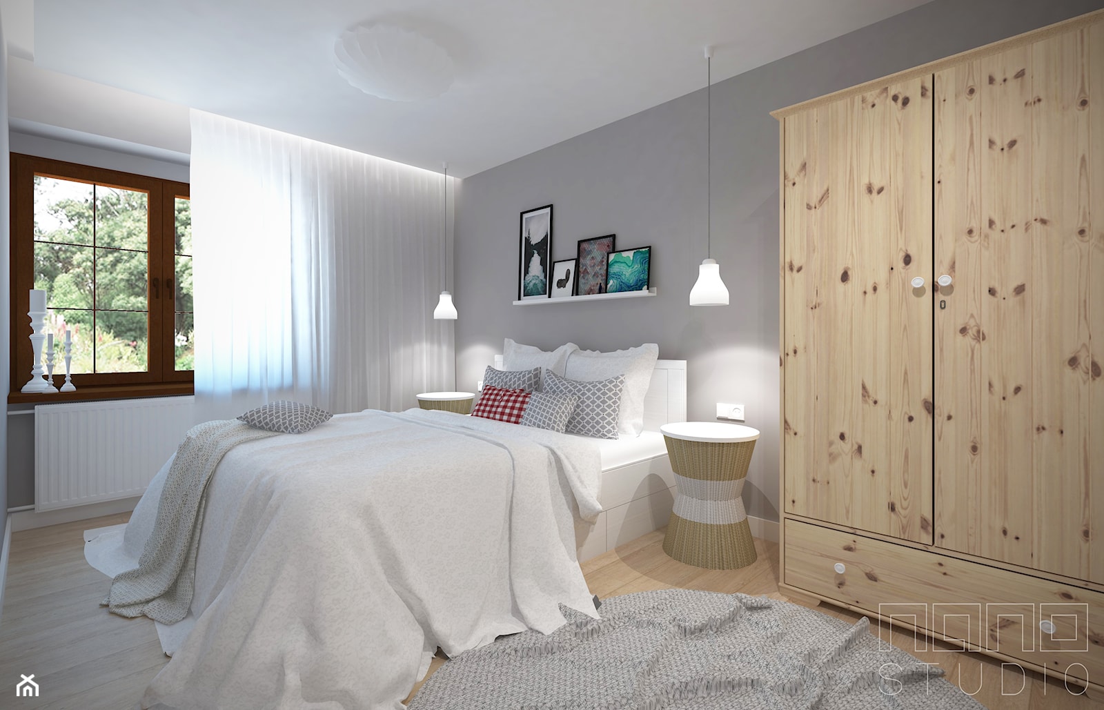 dom w Błażejowicach koło Raciborza - Średnia szara sypialnia, styl skandynawski - zdjęcie od nanoSTUDIO - Homebook