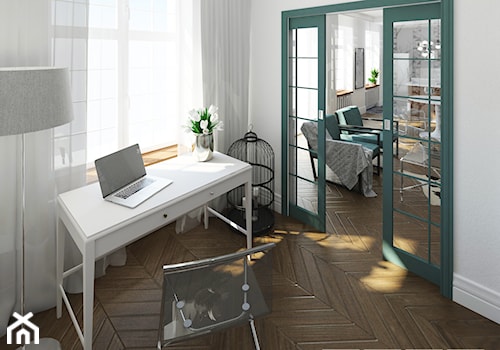 mieszkanie dwupoziomowe - Małe białe biuro, styl tradycyjny - zdjęcie od nanoSTUDIO