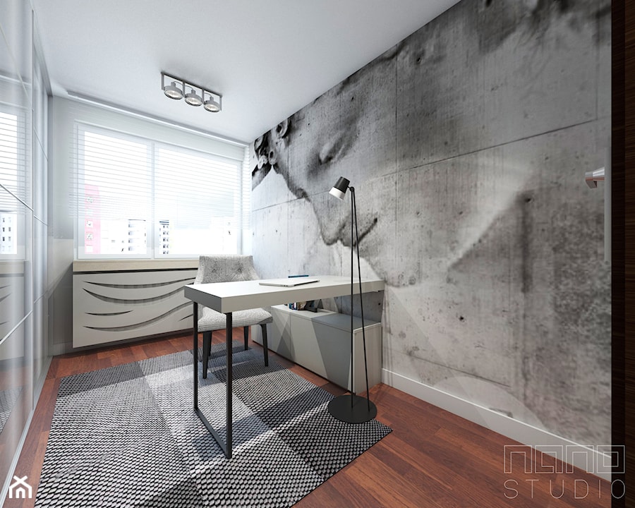 mieszkanie w Raciborzu - Średnie w osobnym pomieszczeniu szare biuro, styl nowoczesny - zdjęcie od nanoSTUDIO
