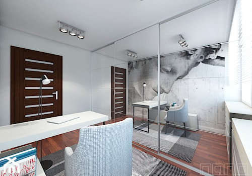 mieszkanie w Raciborzu - Duże w osobnym pomieszczeniu białe szare biuro, styl nowoczesny - zdjęcie od nanoSTUDIO