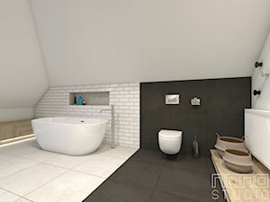dom w Łańcach - Duża na poddaszu łazienka, styl nowoczesny - zdjęcie od nanoSTUDIO