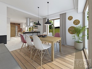 Dom w Olkuszu - Średnia biała jadalnia w salonie, styl industrialny - zdjęcie od nanoSTUDIO